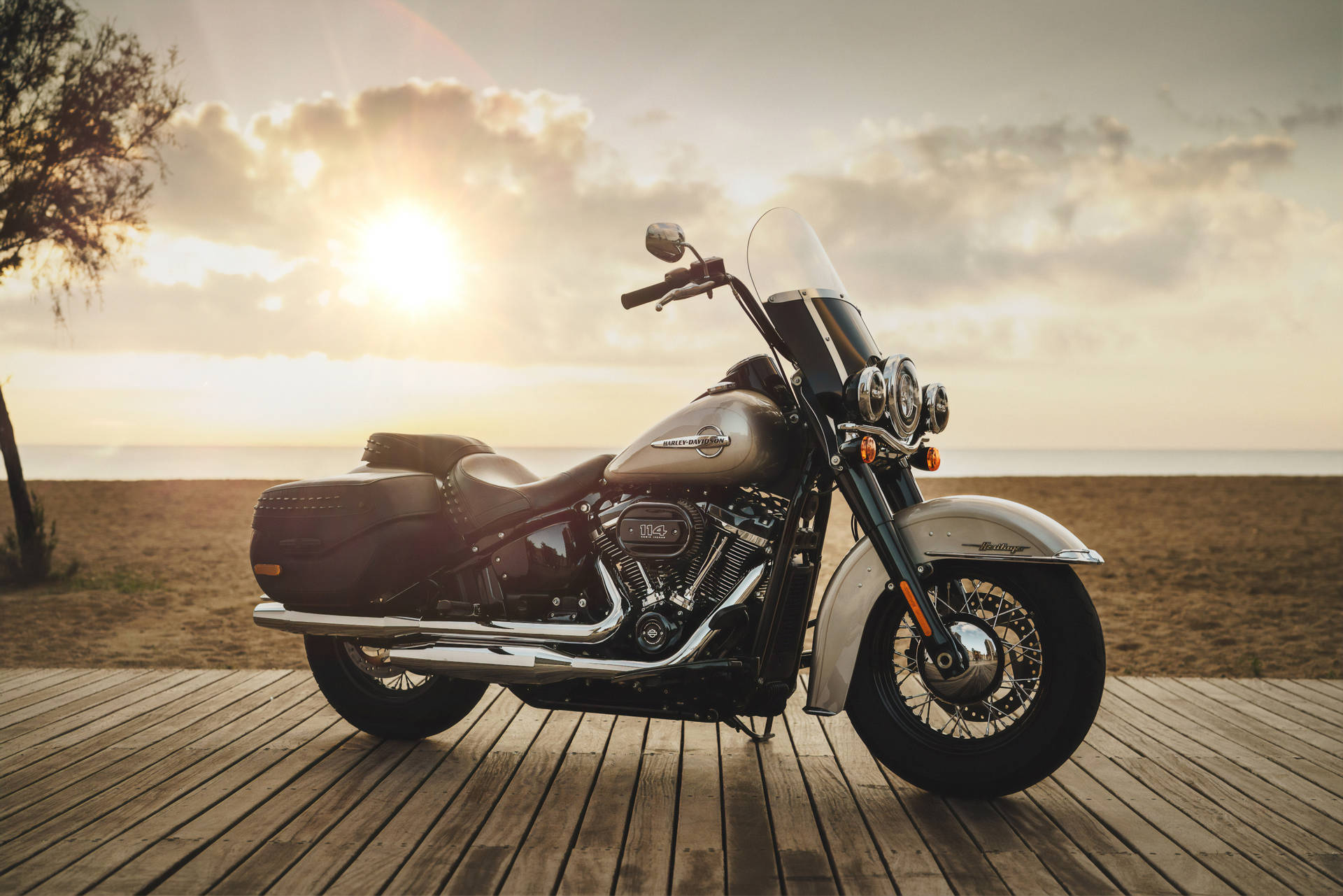 Harley Davidson During Sunset