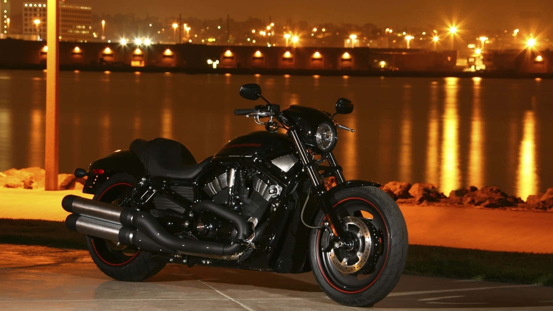 Harley Davidson Hd At Night Wallpaper