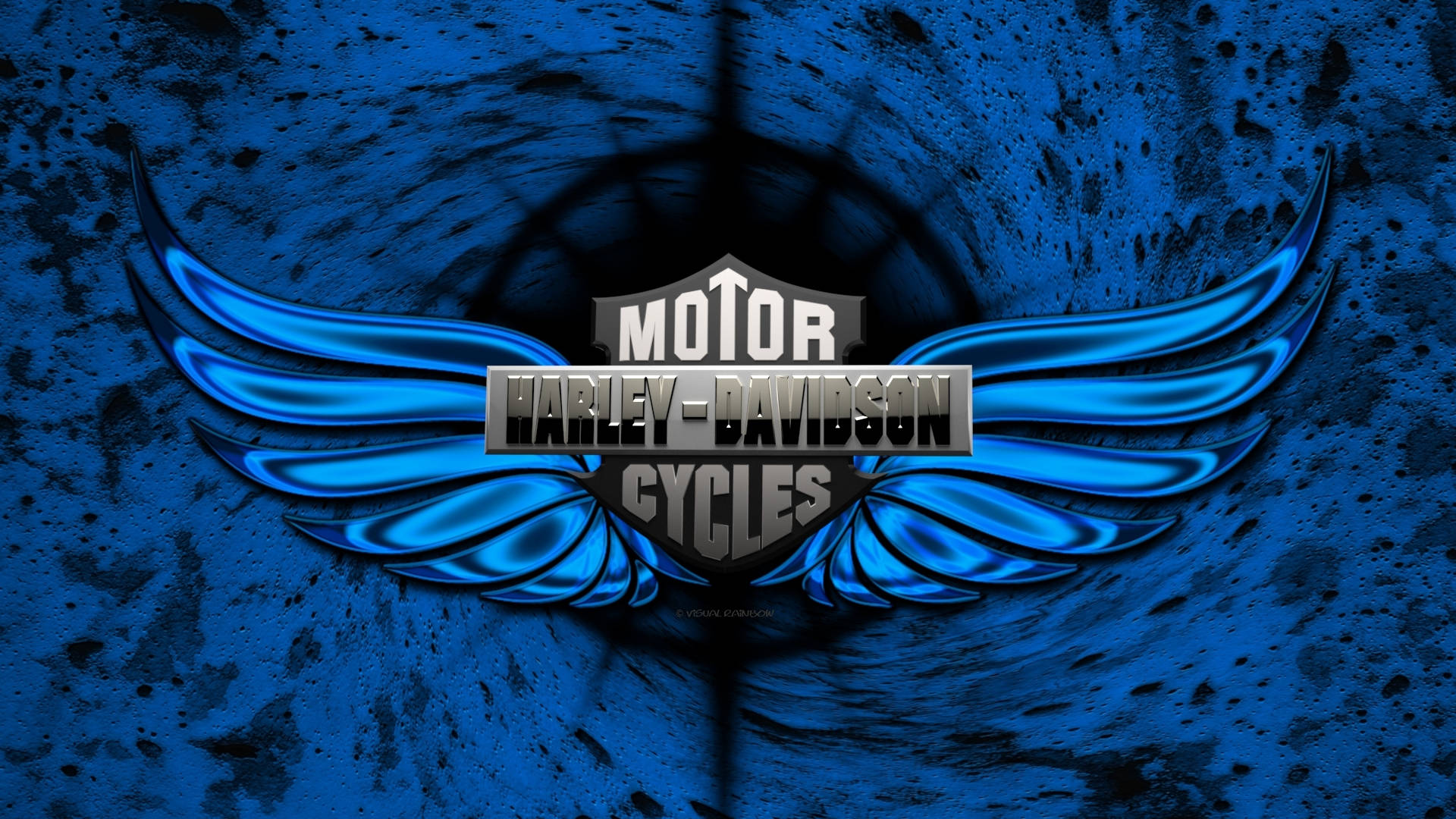 Harley Davidson Logo Blue Wings Wallpaper