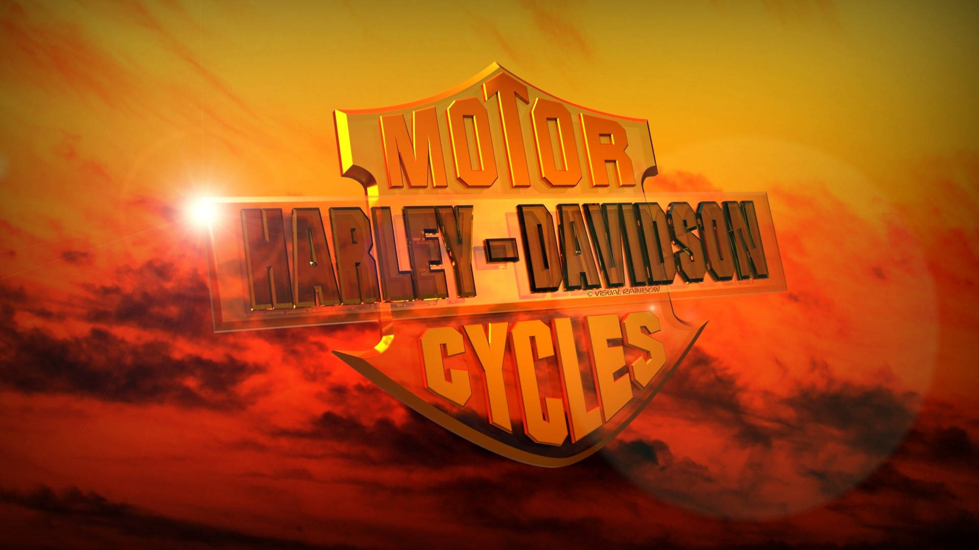 Harley Davidson Logo Sunset Art Picture