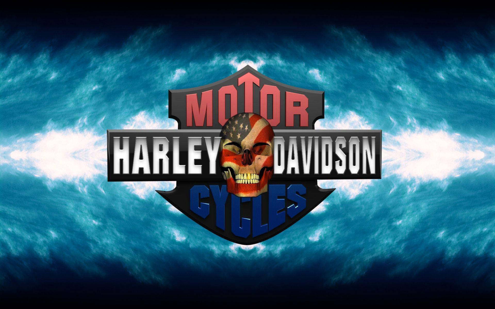 Harley Davidson Logo Usa Flag Skull Picture