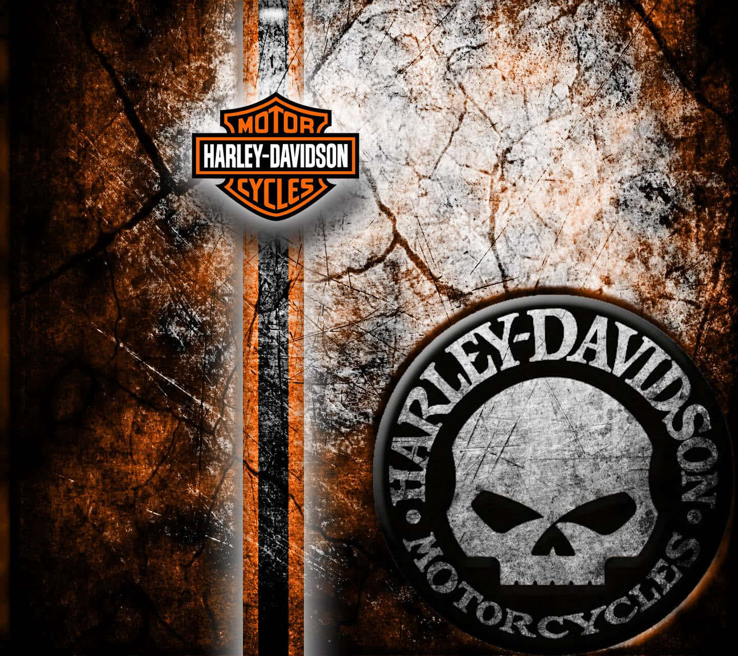 Sfondocon Il Logo Di Harley Davidson E Teschio Di Motocicletta