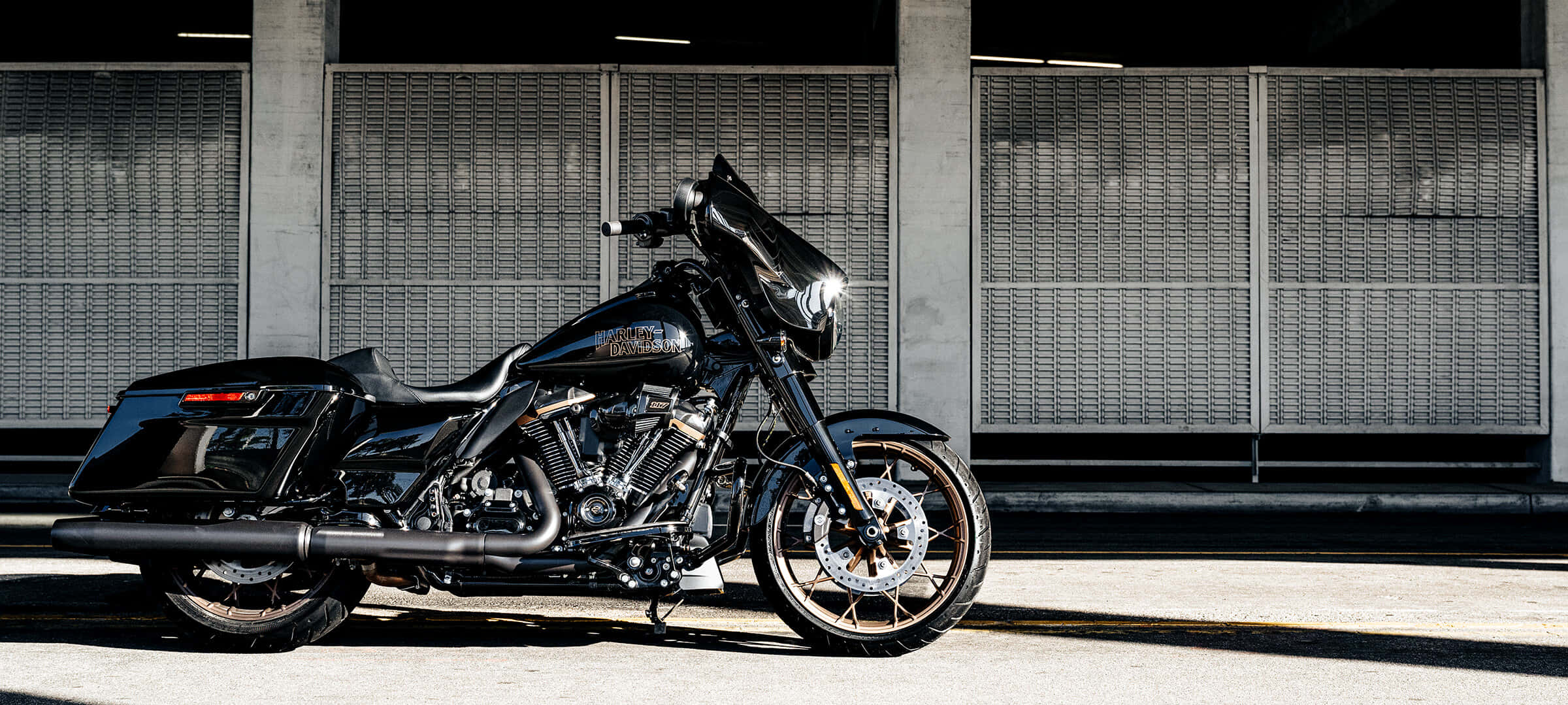 Njutav Den Öppna Vägen Med En Harley-davidson Motorcykel