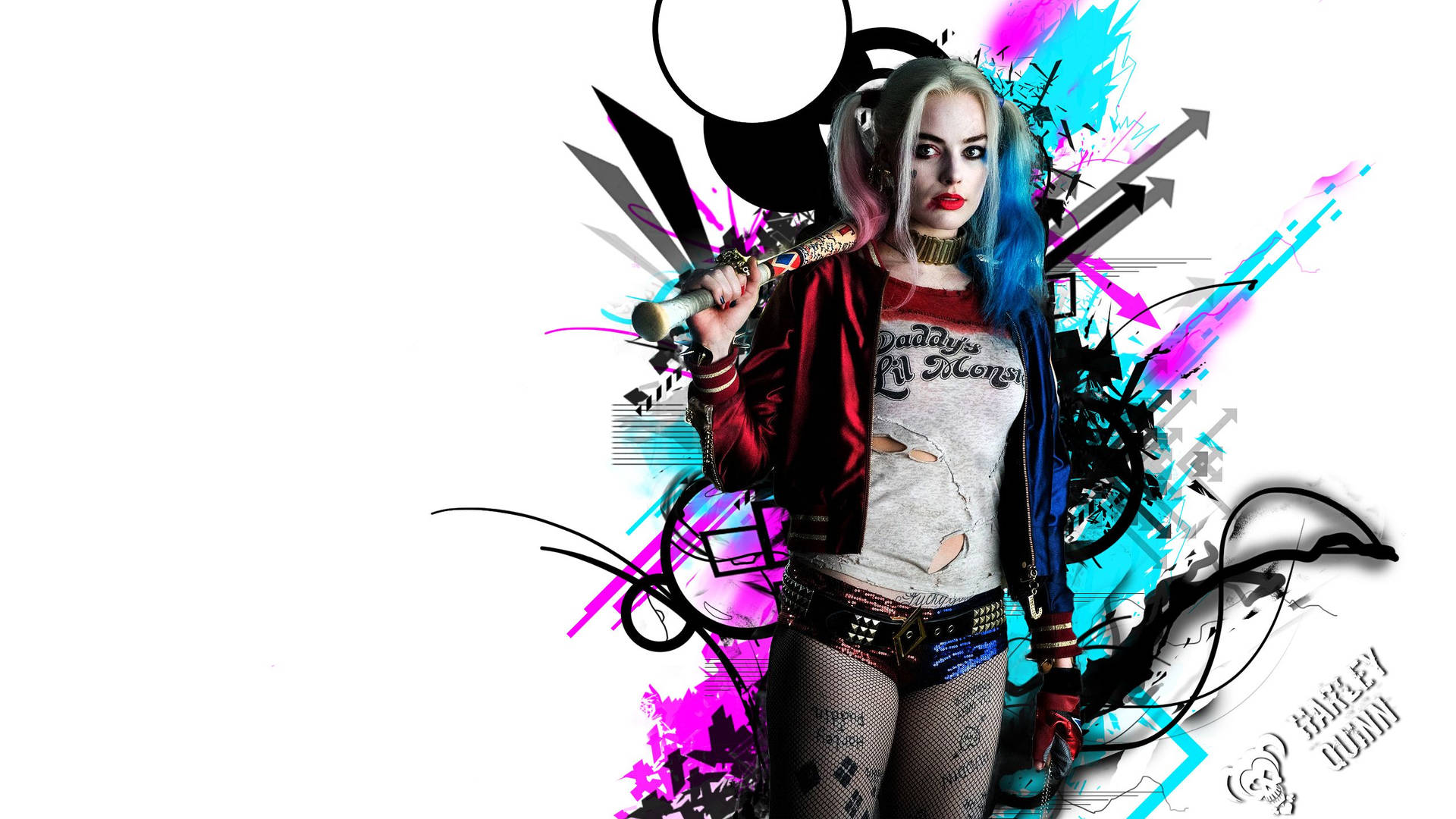 The iconic Harley Quinn with an evil smirk Wallpaper