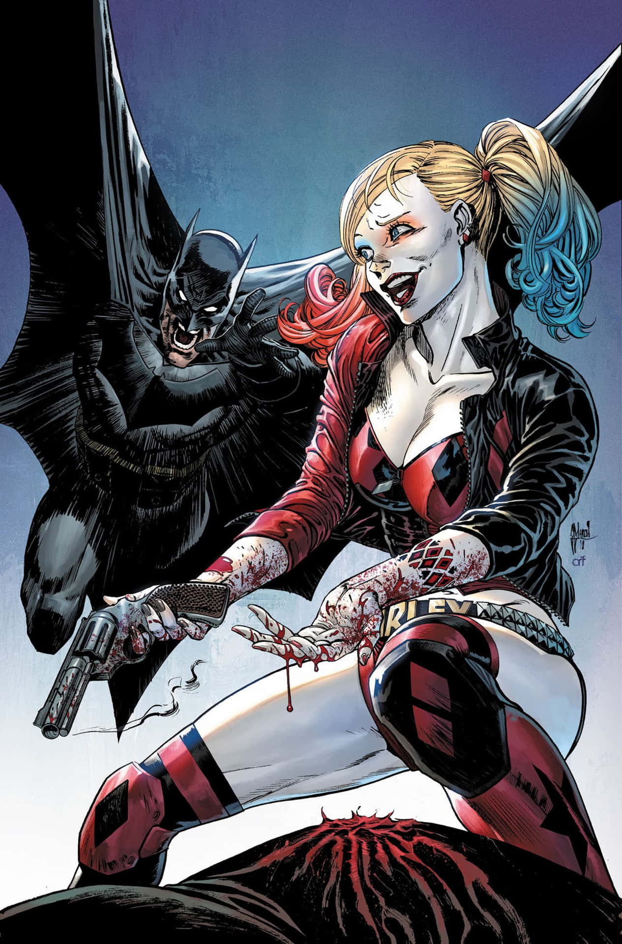 Harley Quinn and Batman face off in this intense, high-quality image Wallpaper