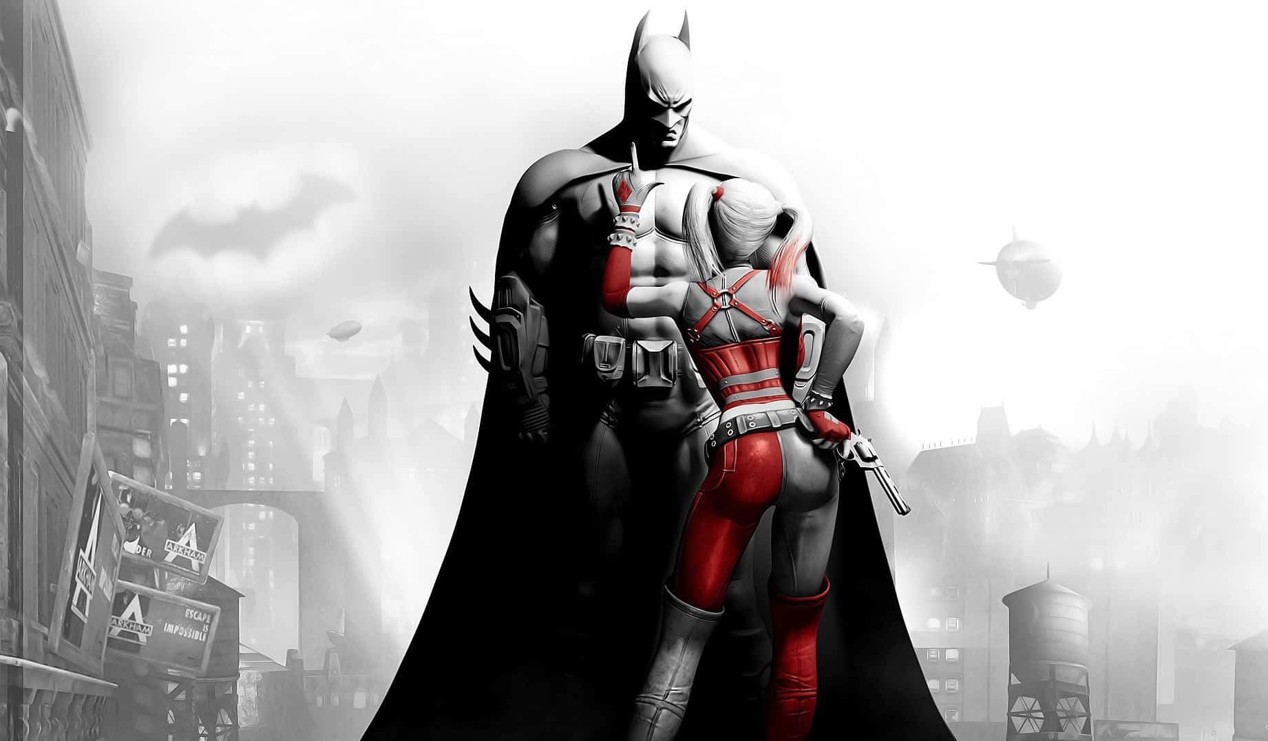 Harley Quinn and Batman face off in an epic confrontation Wallpaper