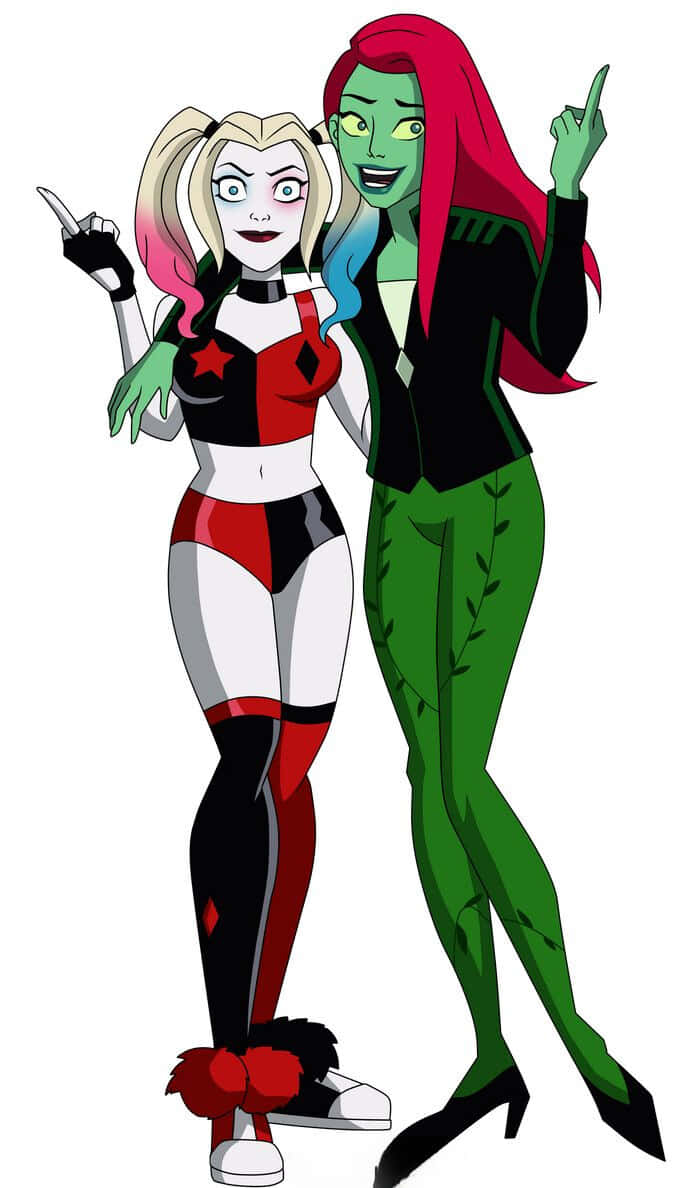Harley Quinn And Poison Ivy - Power Duo Of Dc Universe Wallpaper