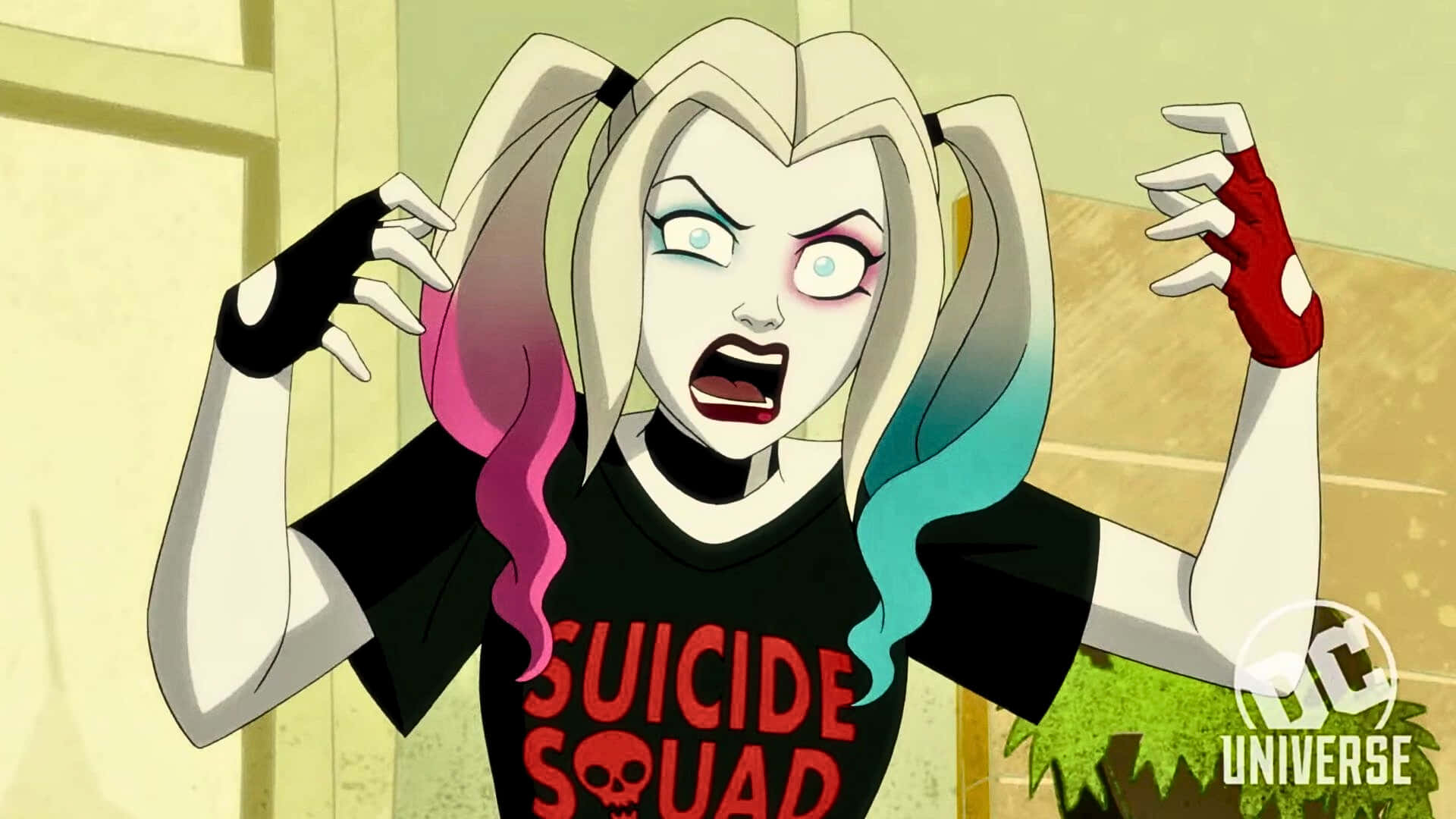 Harley Quinn wreaks havoc in her thrilling Anime Series Wallpaper