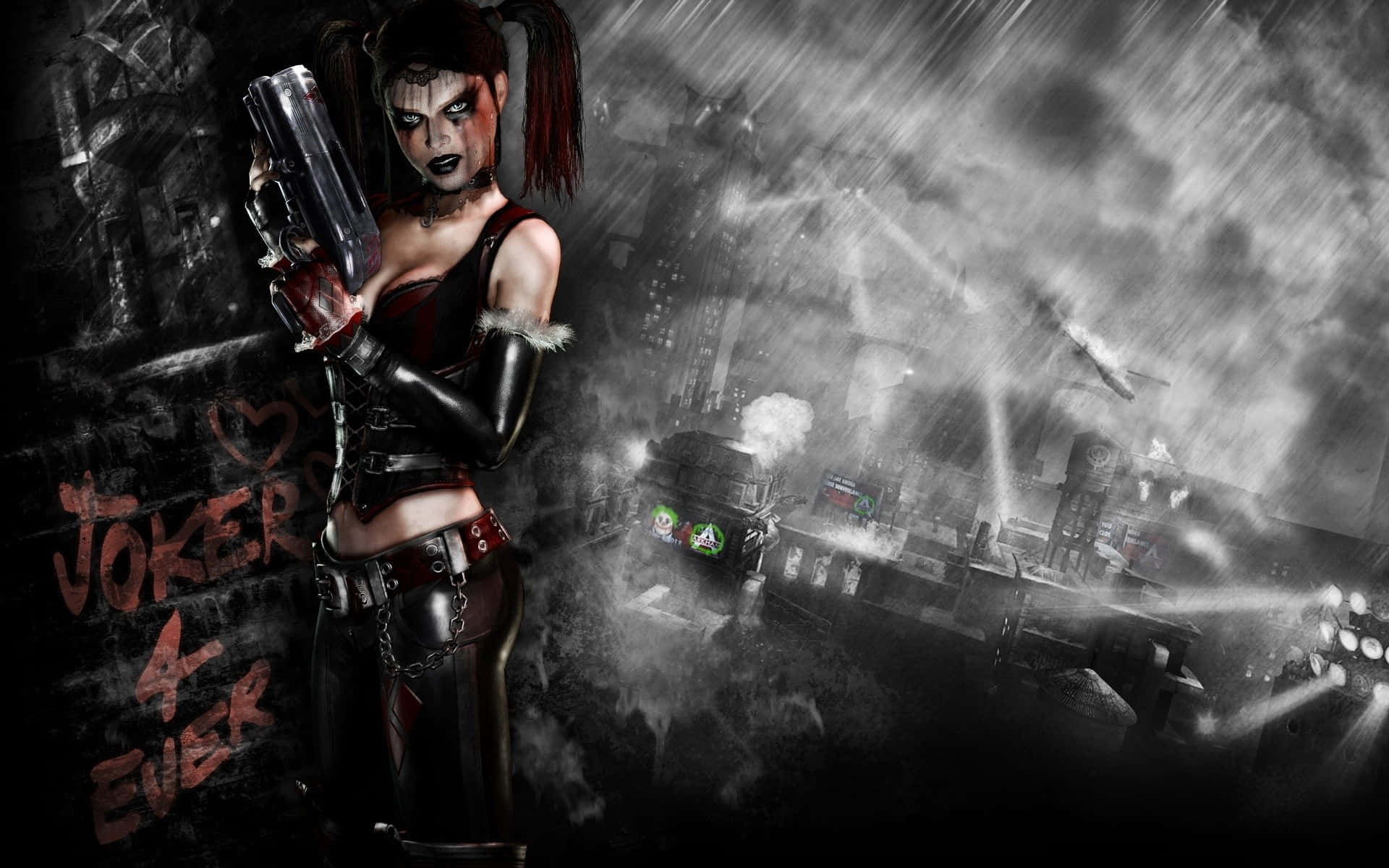 Harley Quinn Arkham City Kunstwerk Achtergrond