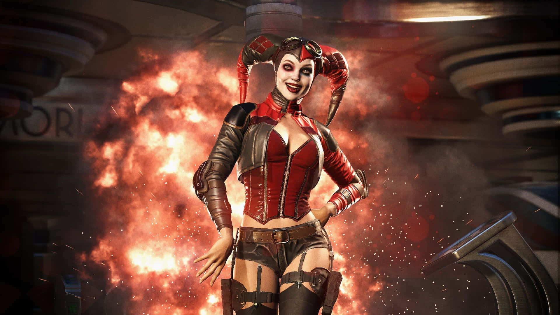 Harley Quinn takes on the fight in Arkham City Wallpaper