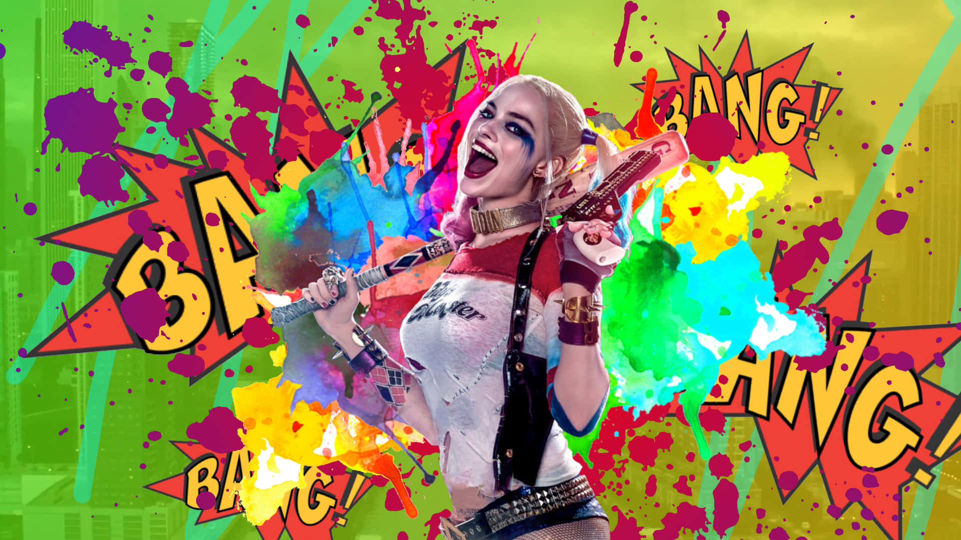 Harley Quinn Colorful Desktop Background