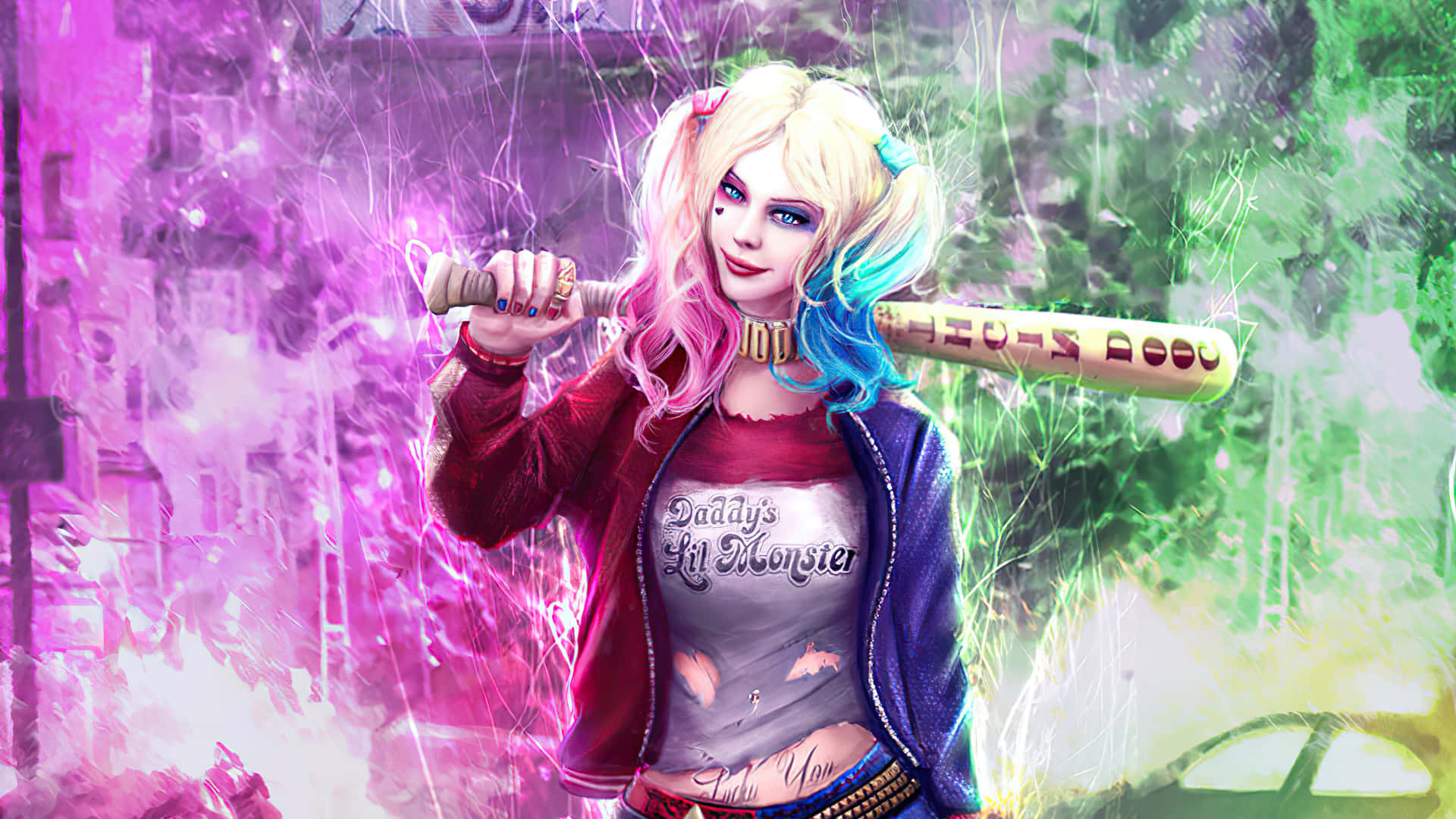 Harley Quinn Animated Cartoon Drawing Background