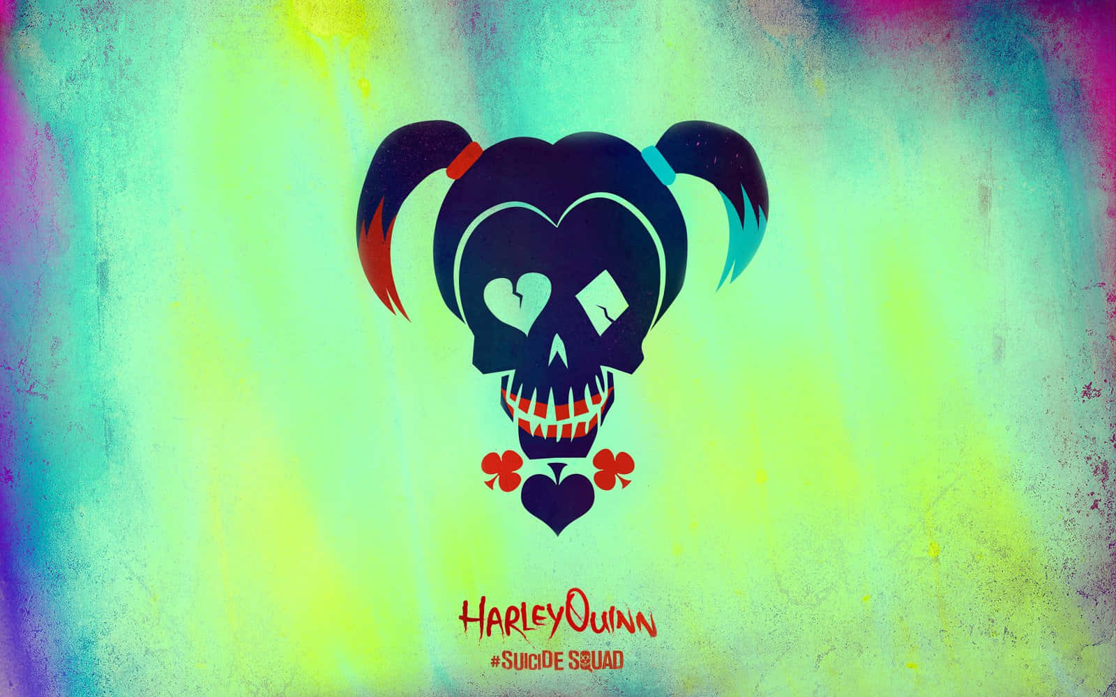 Hintergrundmit Harley Quinn Totenkopf-logo