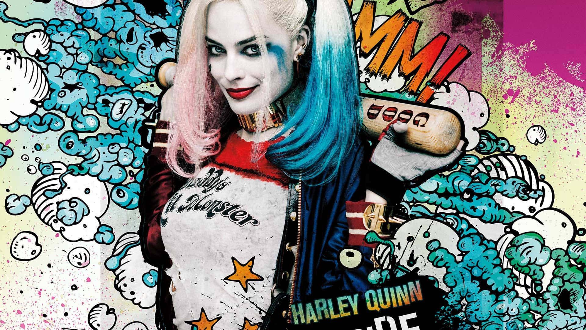 Hintergrundmit Harley Quinn Im Comicstil