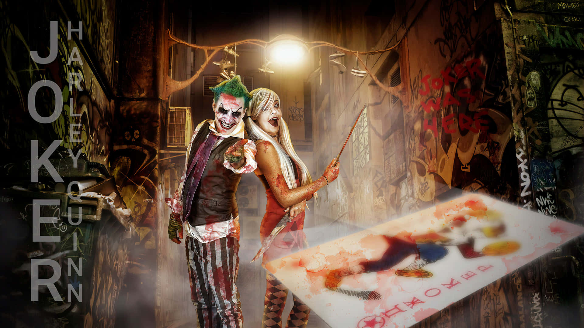 Hintergrundmit Harley Quinn Und Dem Joker