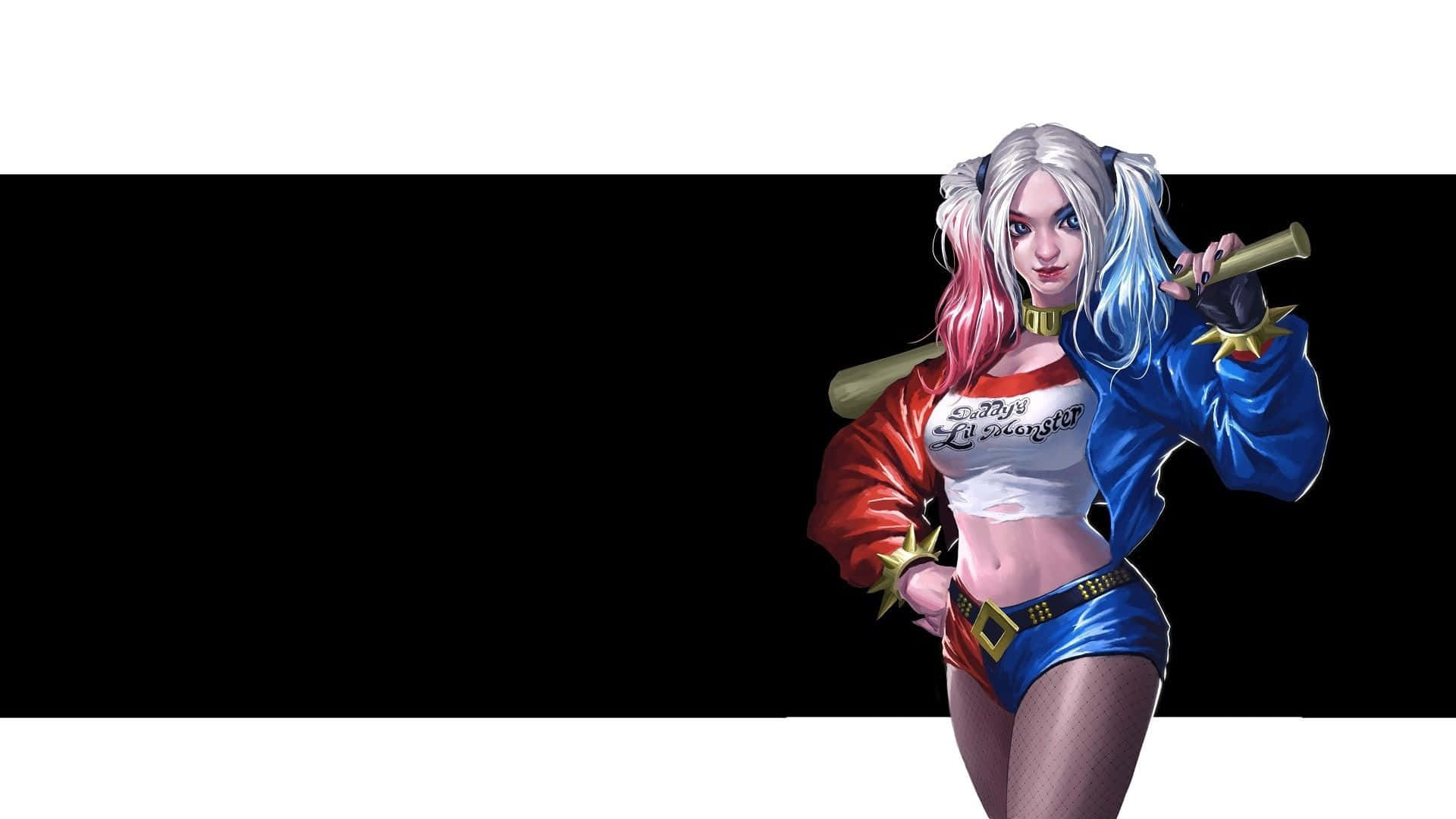 Harley Quinn in Action with her Signature Baseball Bat Wallpaper