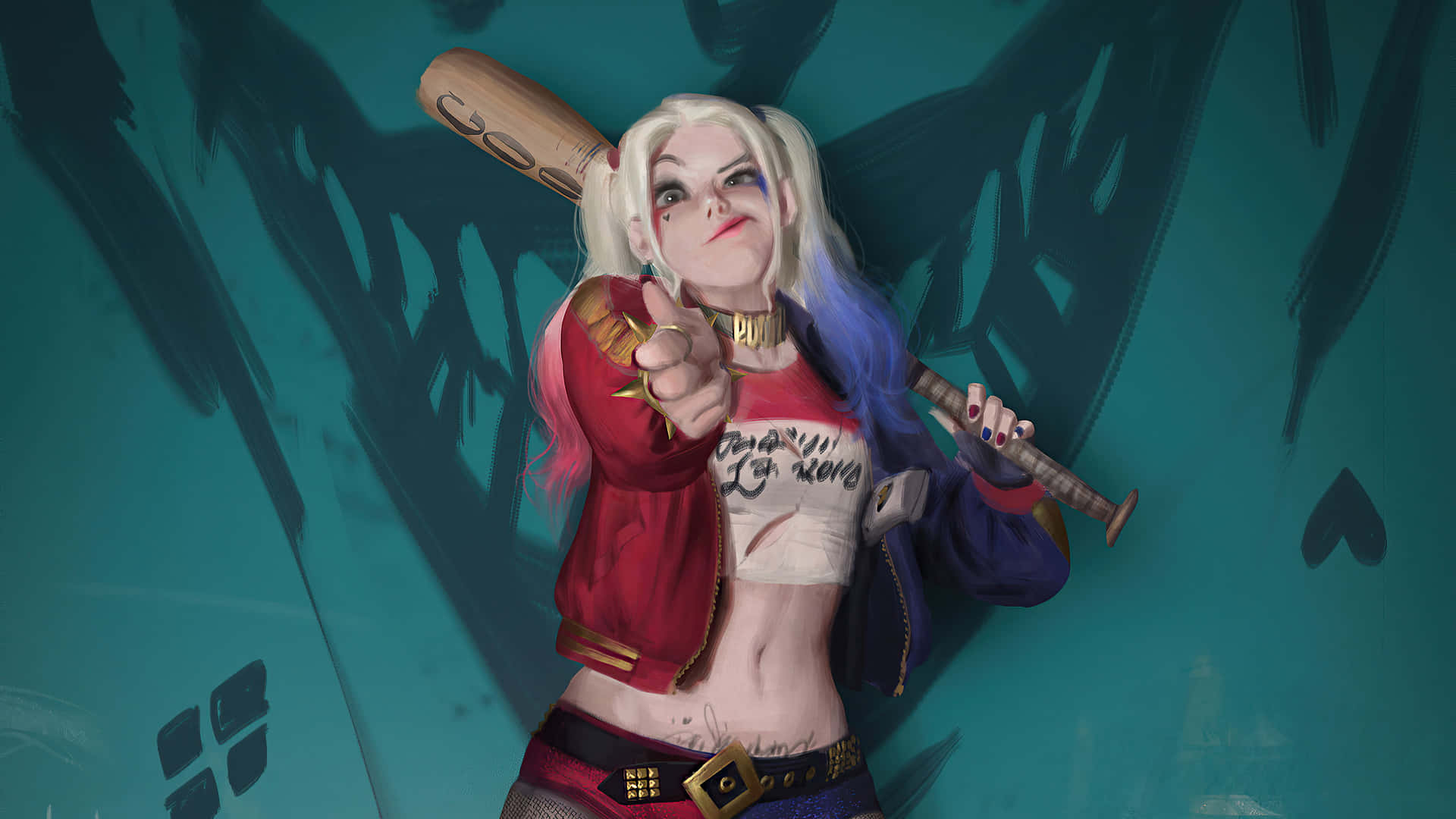 Harley Quinn Holding a Baseball Bat Wallpaper