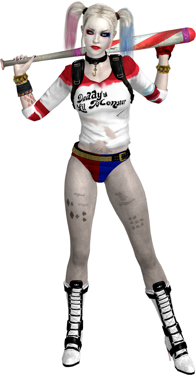 Download Harley Quinn Baseball Bat Pose | Wallpapers.com