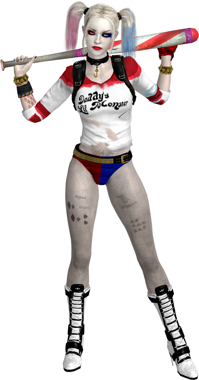 Harley Quinn Baseball Bat Pose PNG