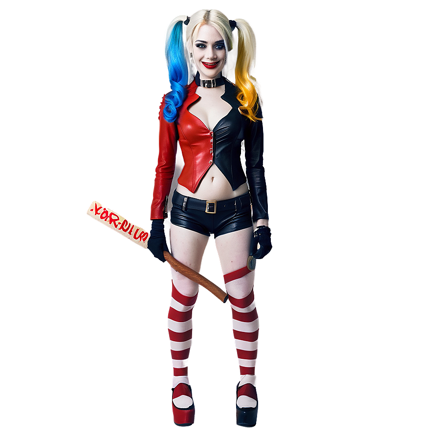 Download Harley Quinn Black And Red Costume Png 26 | Wallpapers.com