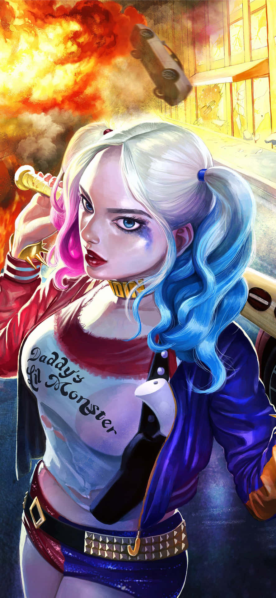 Artwork De L'évasion Chaotique De Harley Quinn Fond d'écran