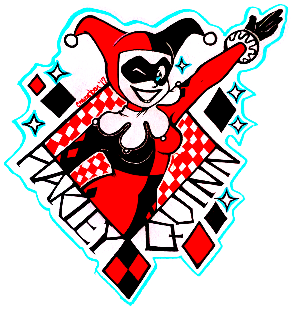 Harley Quinn Classic Pose Sticker PNG