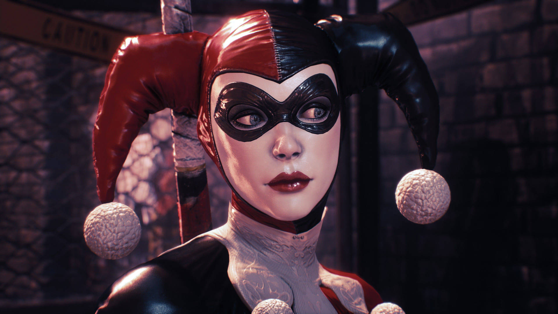 Harley Quinn's iconic clown look. Wallpaper