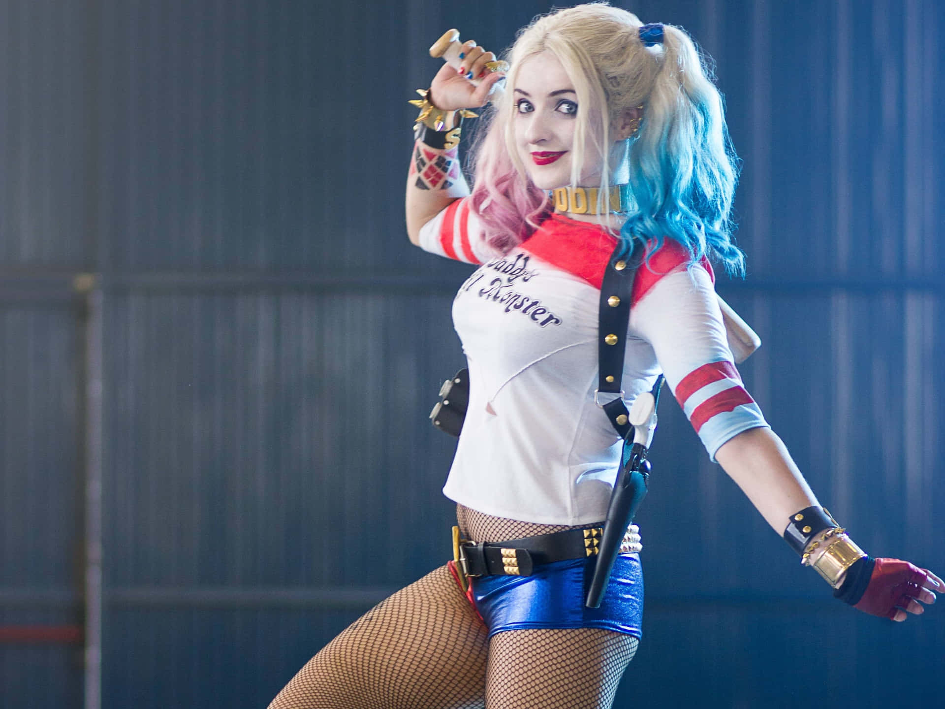 Stunning Harley Quinn Cosplay Unleashing Her Wild Side Wallpaper
