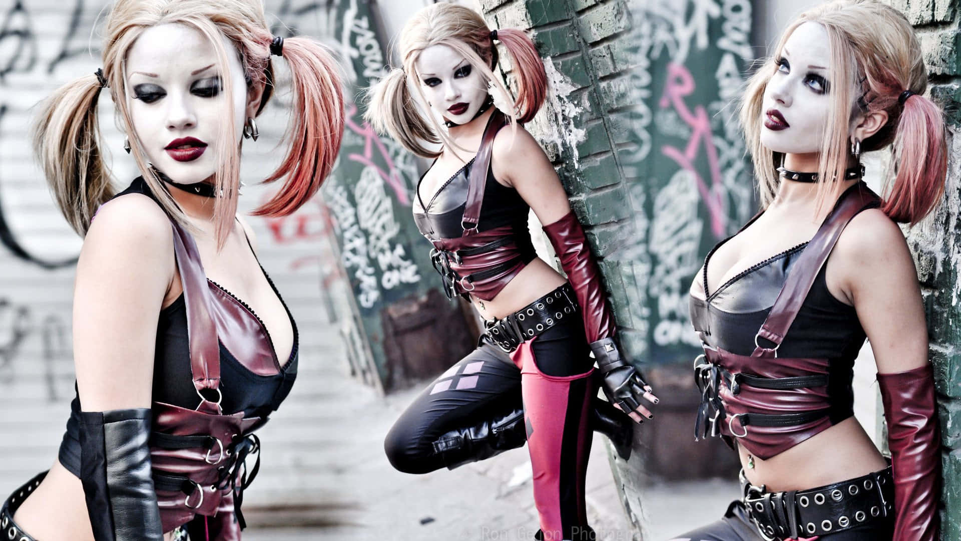 Triptych Cosplay Harley Quinn Wallpaper