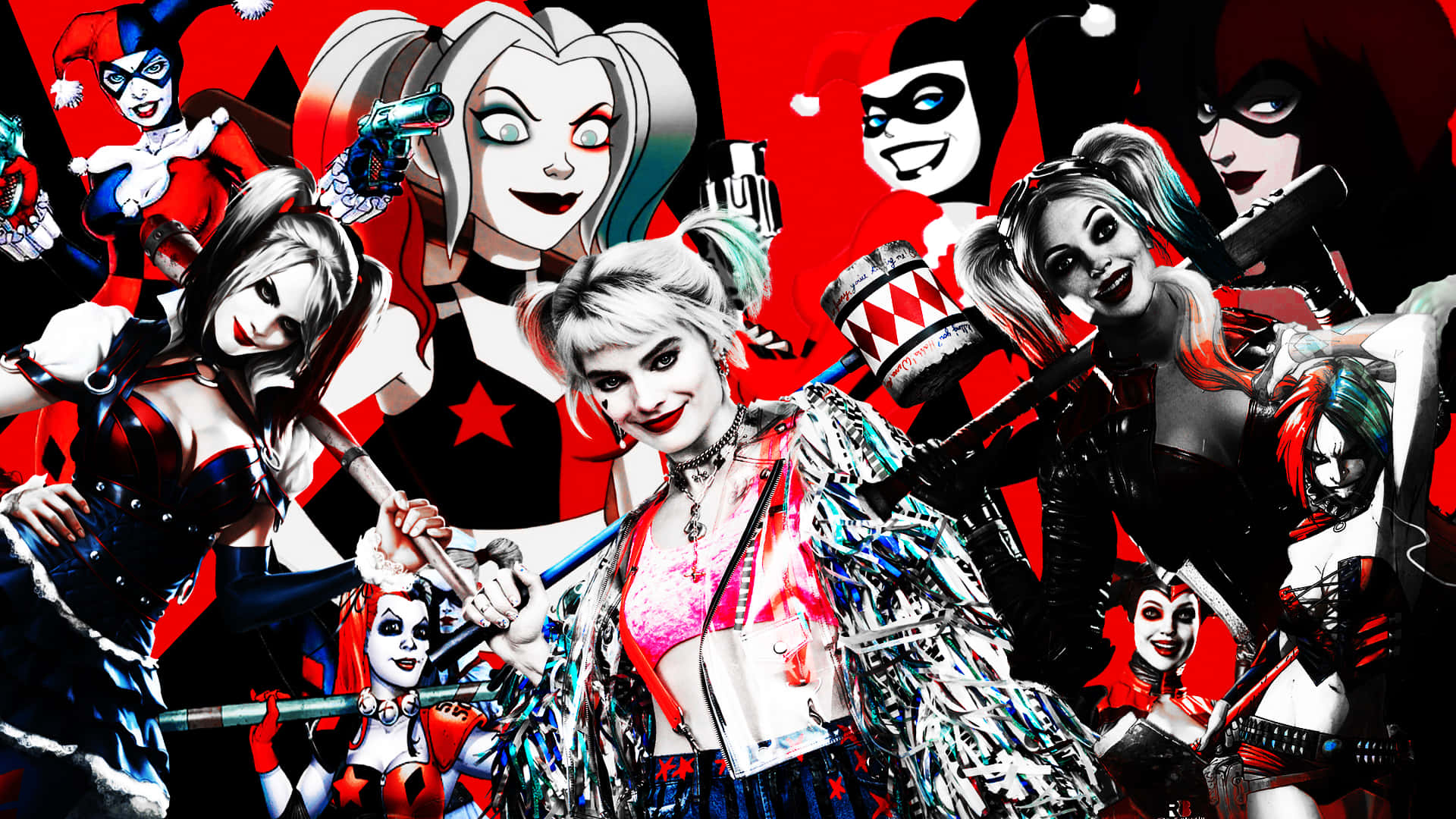 Harley Quinn Evolutie Collage Achtergrond