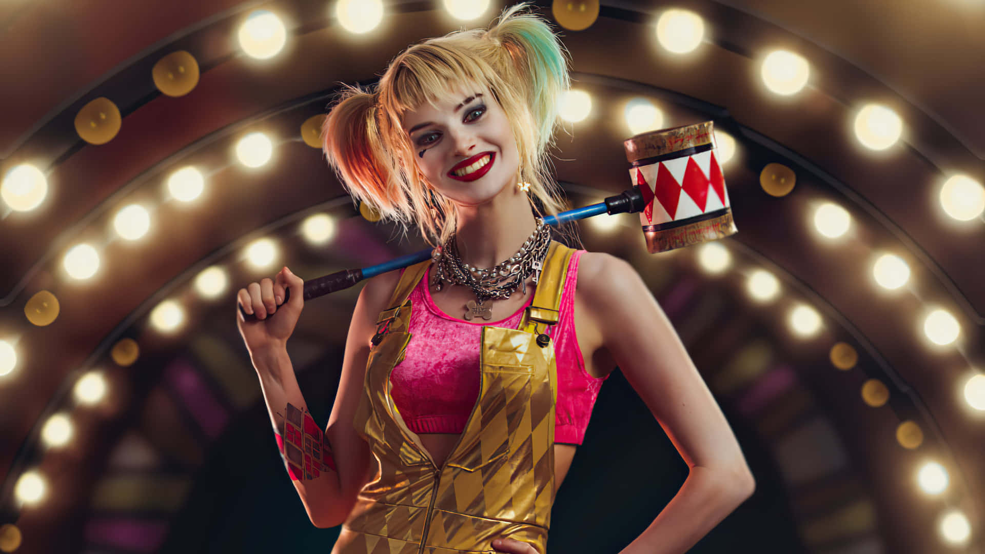 Harley Quinn wielding her iconic hammer in a stunning high-quality wallpaper Wallpaper