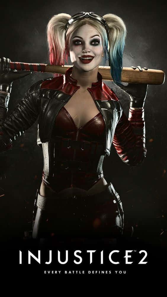 Harley Quinn showing her fighting spirit in Injustice 2 Wallpaper