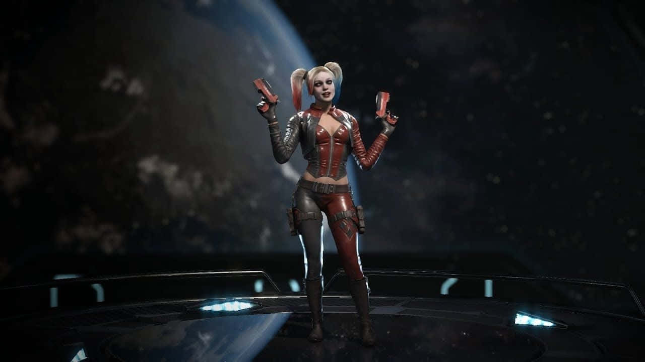 The multitalented Harley Quinn exhibiting her abilities in Injustice 2. Wallpaper