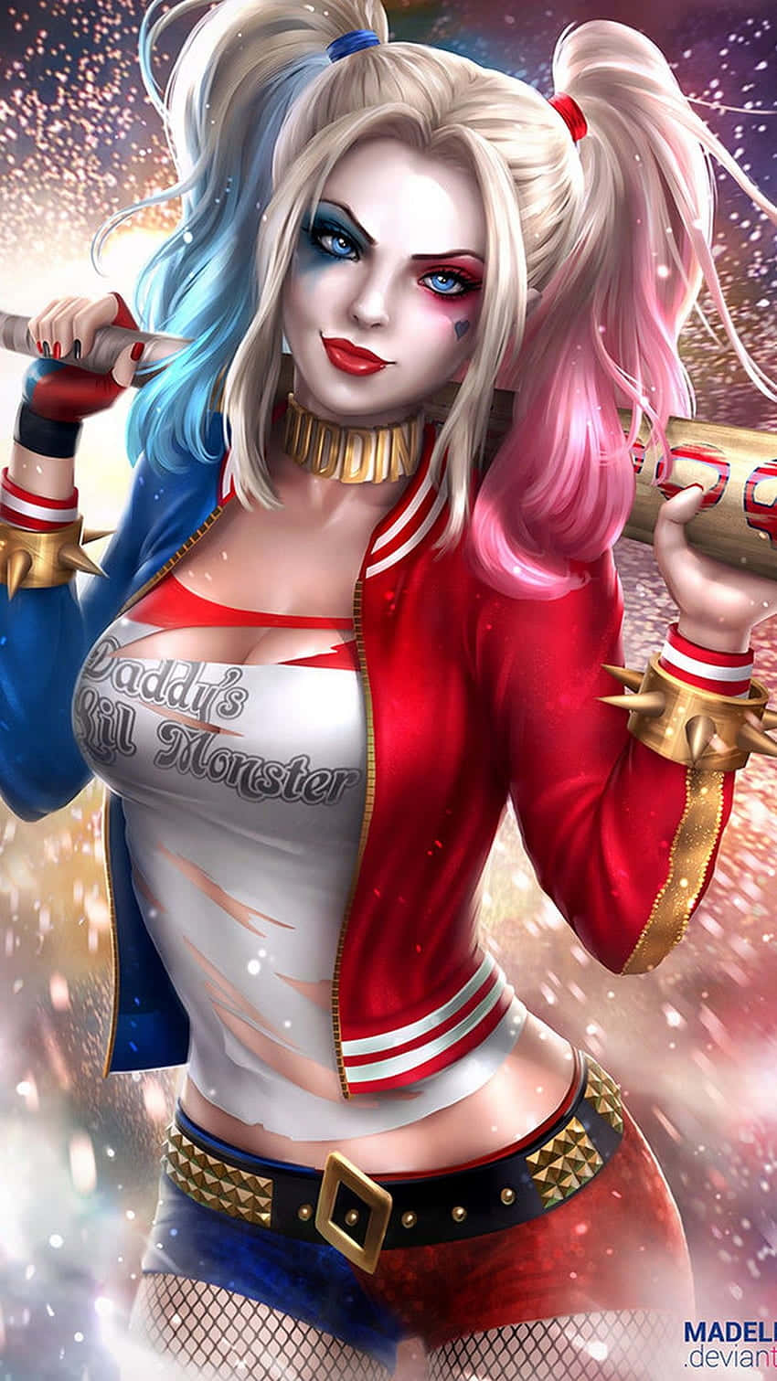 Harley Quinn Moderne Interpretatie Kunstwerk Achtergrond