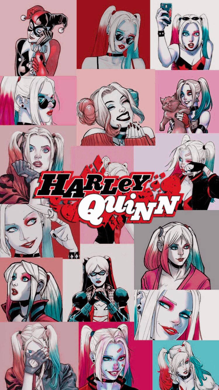 Harley Quinn Phone Comic Collage Wallpaper