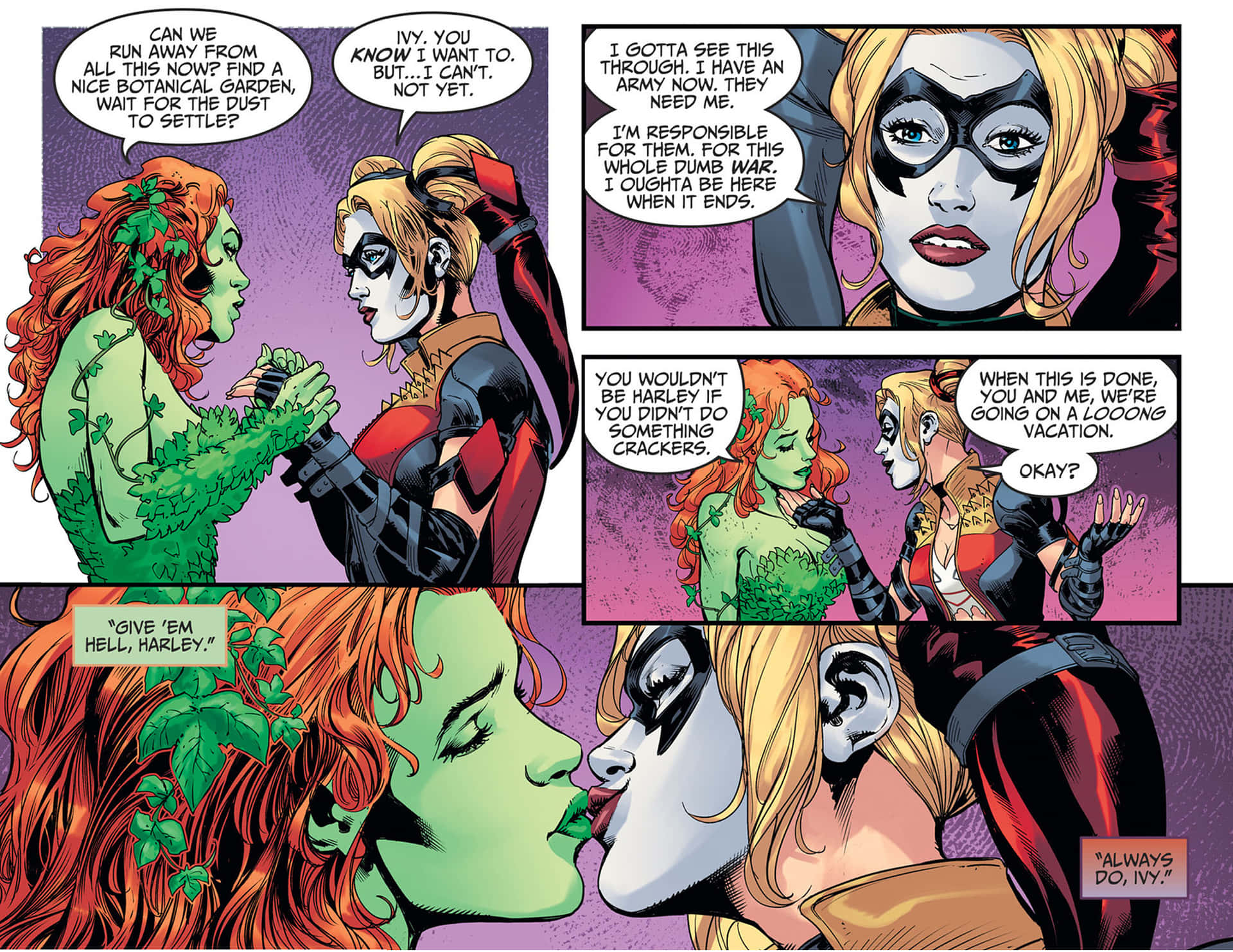 Panel Komik Harley Quinn Dan Poison Ivy Wallpaper