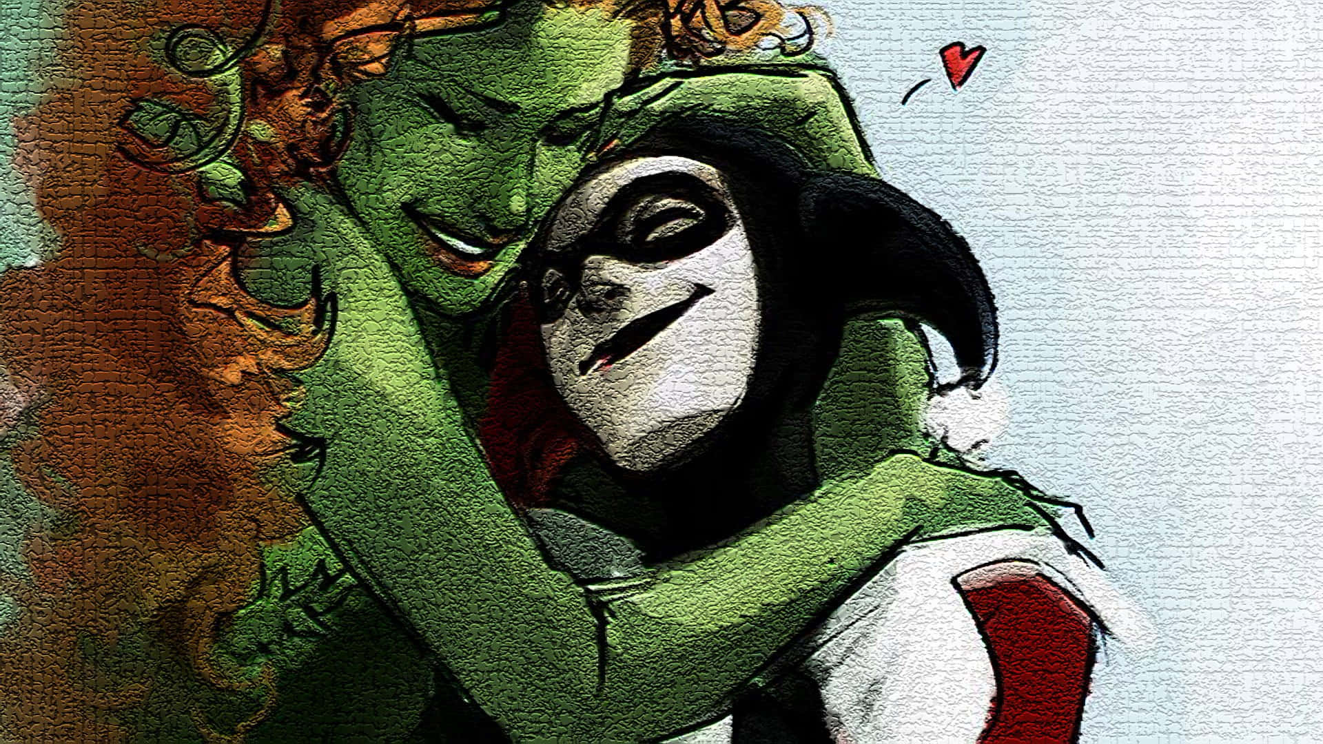 Pelukan Harley Quinn Dan Poison Ivy Wallpaper