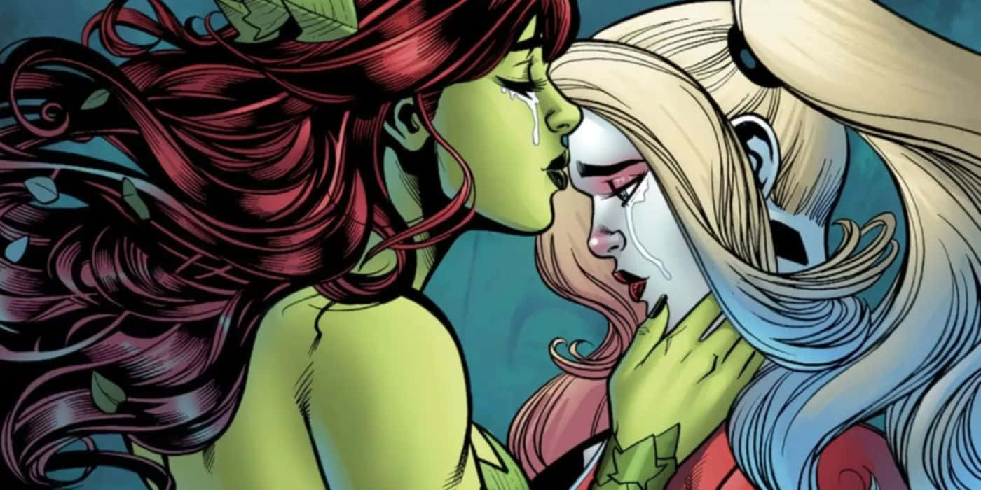 Harley Quinn Poison Ivy Intiem Moment Achtergrond