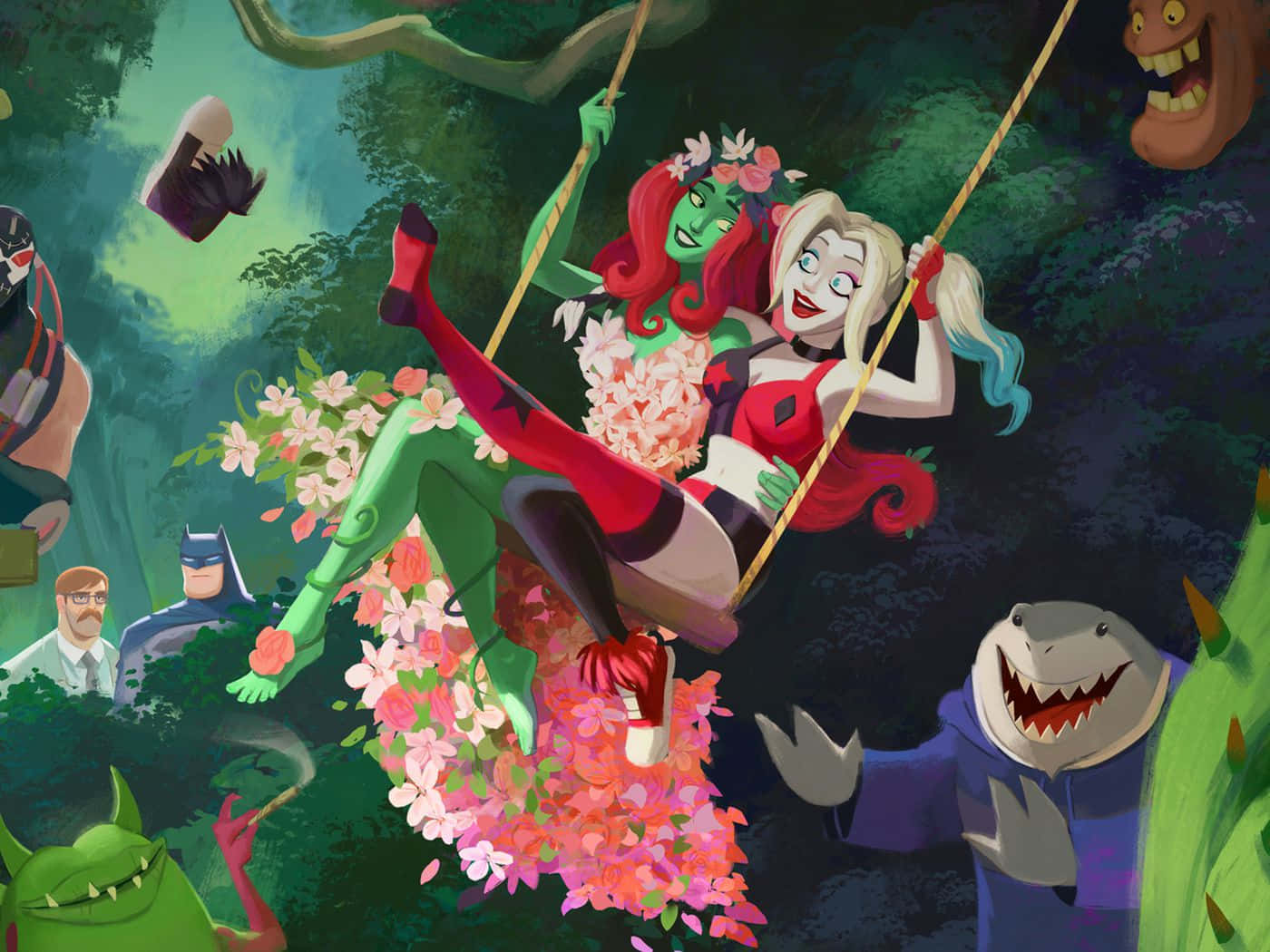 Aventure De Balancement De Harley Quinn Et Poison Ivy Fond d'écran