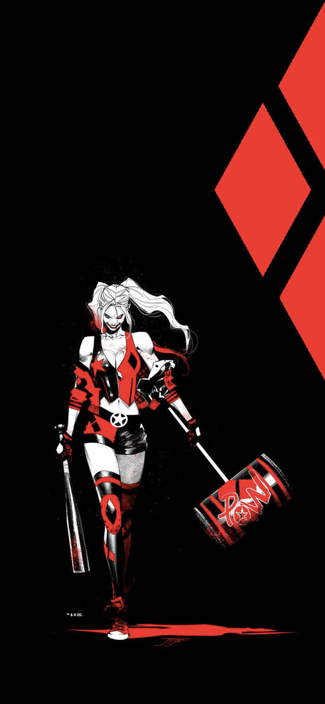 Harley Quinn Rode Zwarte Illustratie Achtergrond