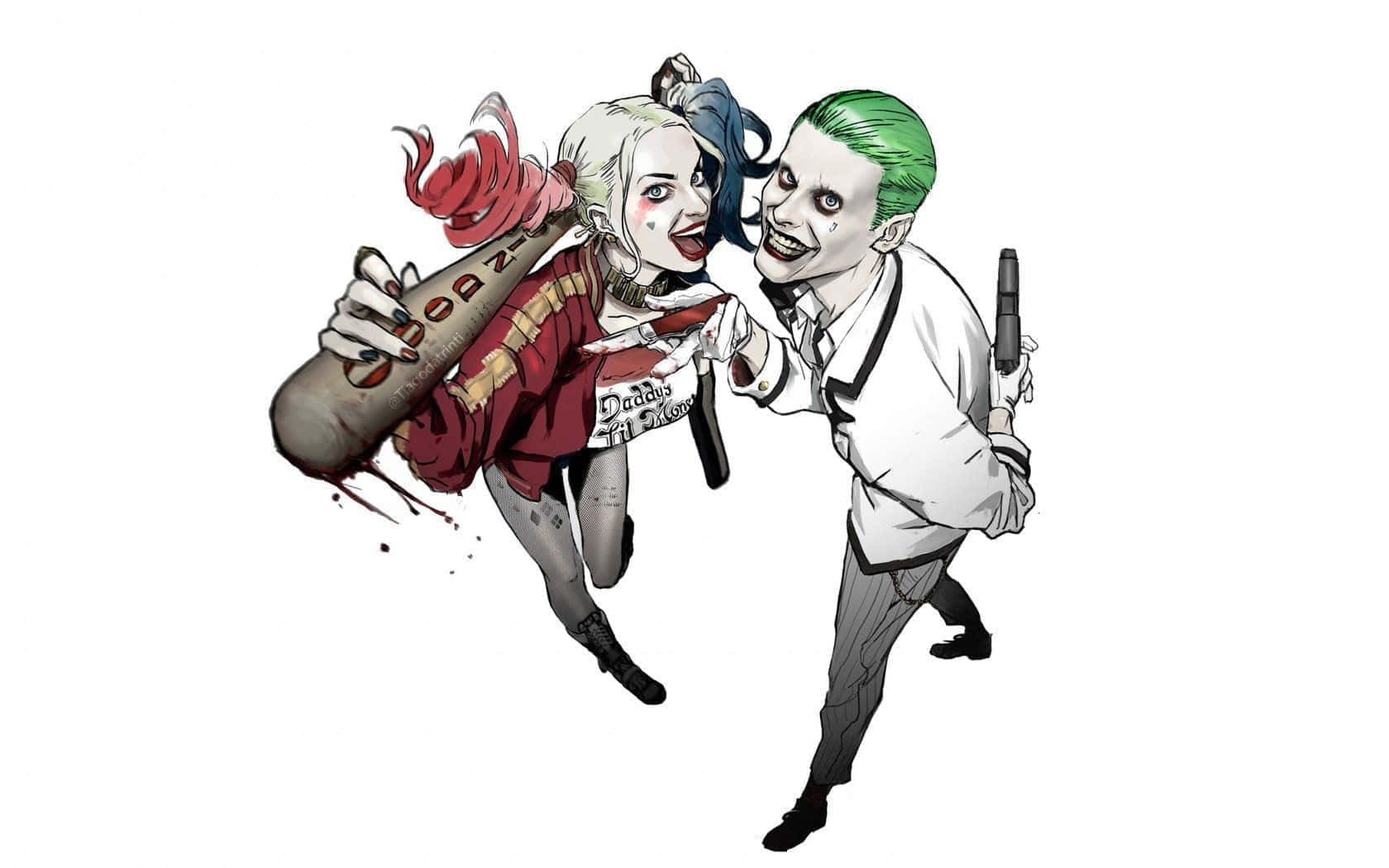 Harley Quinn En Joker Illustratie Achtergrond