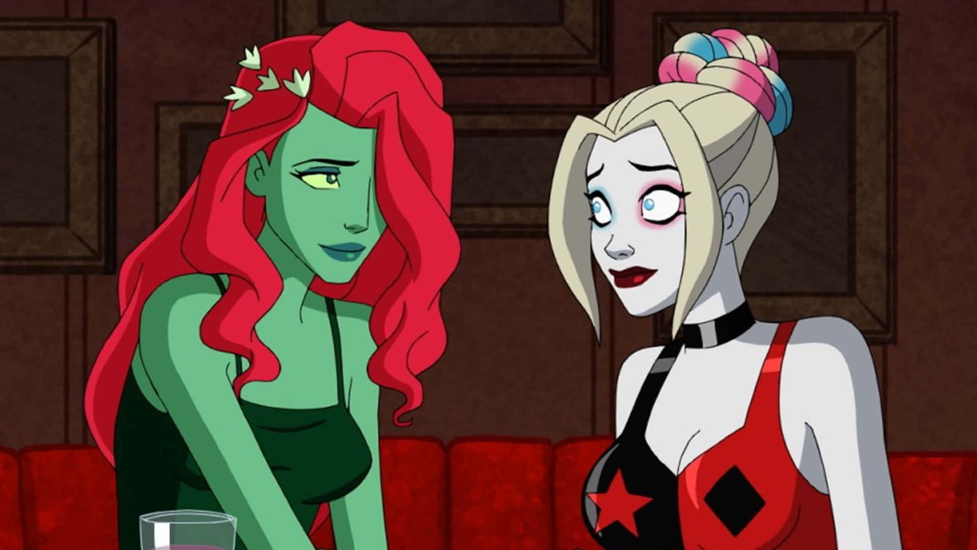 Harley Quinn En Poison Ivy Geanimeerde Serie Achtergrond