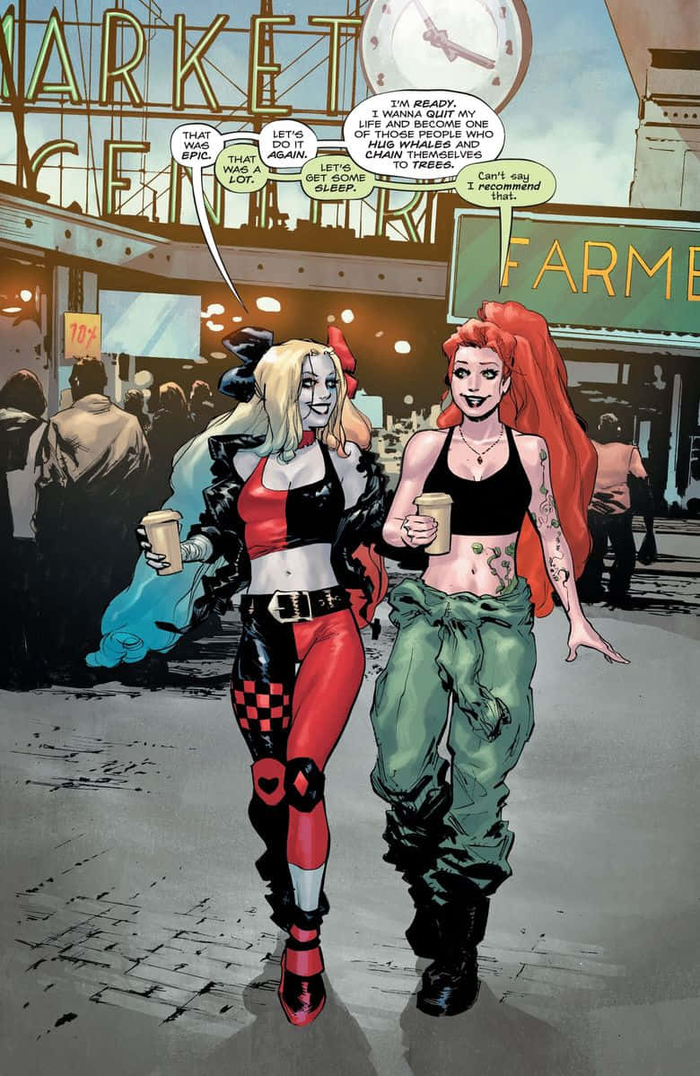 Harley Quinn Et Poison Ivy En Promenade Fond d'écran