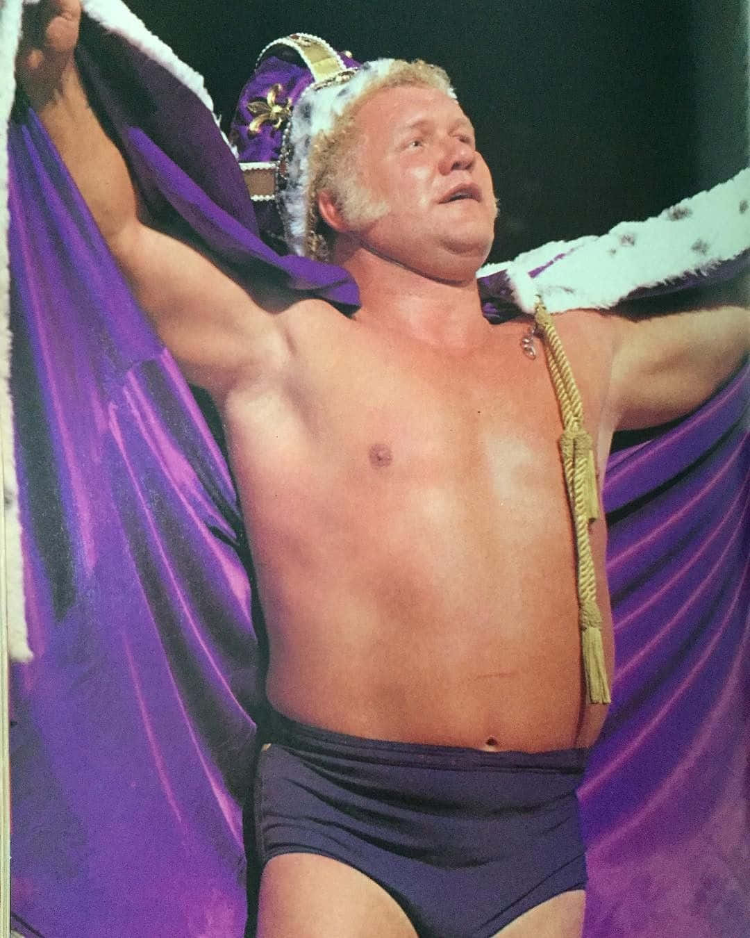 The King of Wrestling, Harley Race Wearing his Signature Purple Cape and Crown Wallpaper