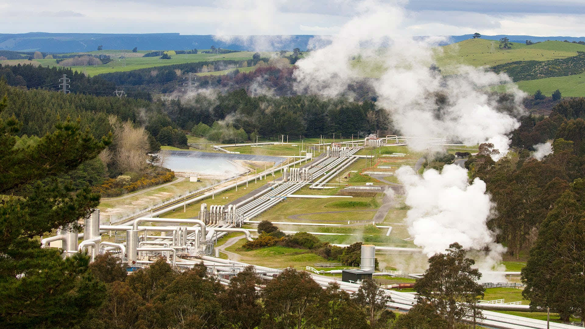 Harnessing The Earth's Power- Geothermal Energy Plant Wallpaper