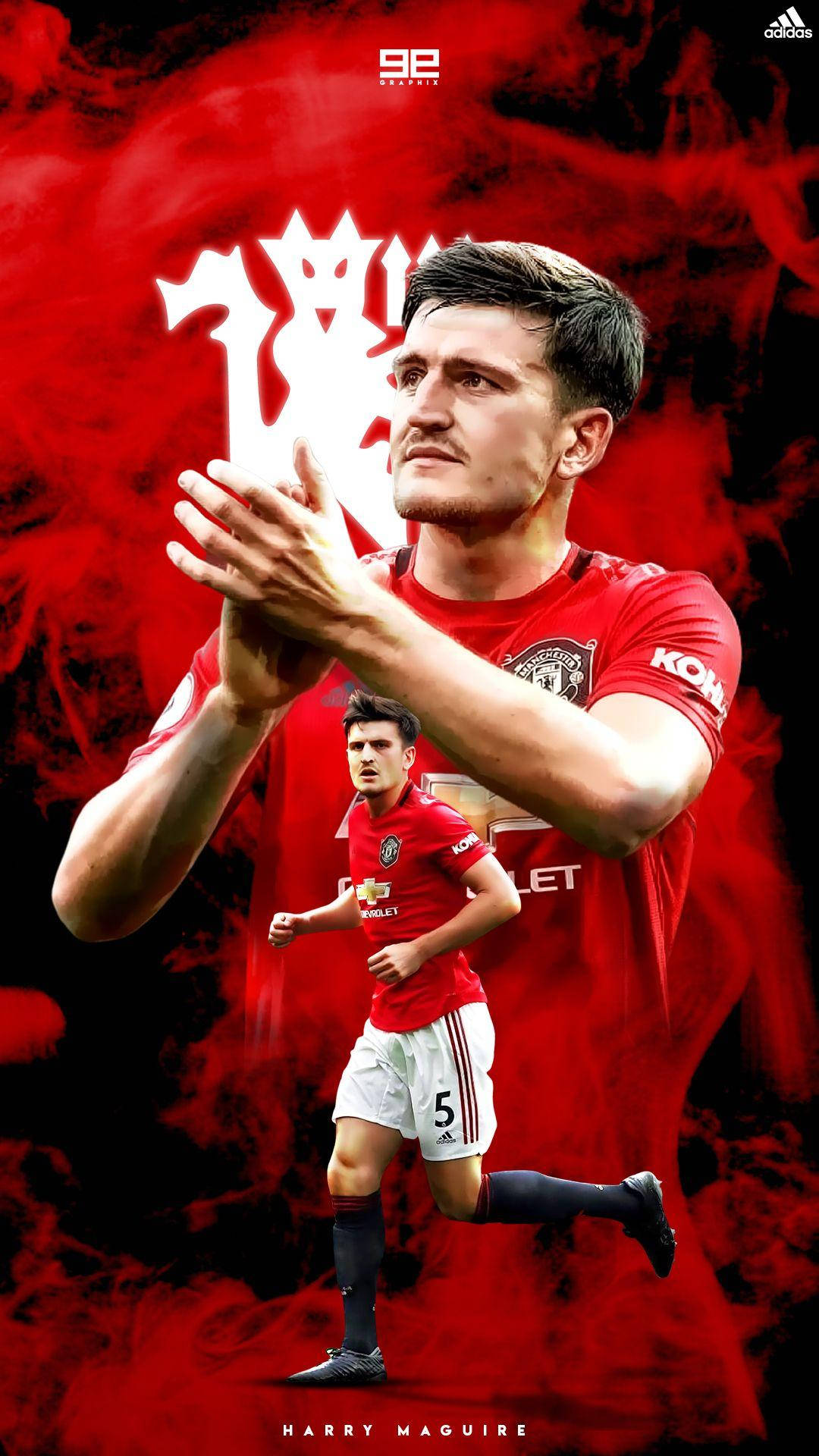 Harry Maguire Clapping With Red Backdrop Wallpaper