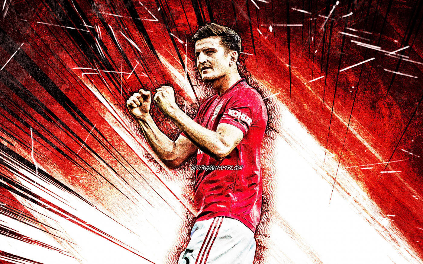 Harry Maguire Cool Red Backdrop Wallpaper