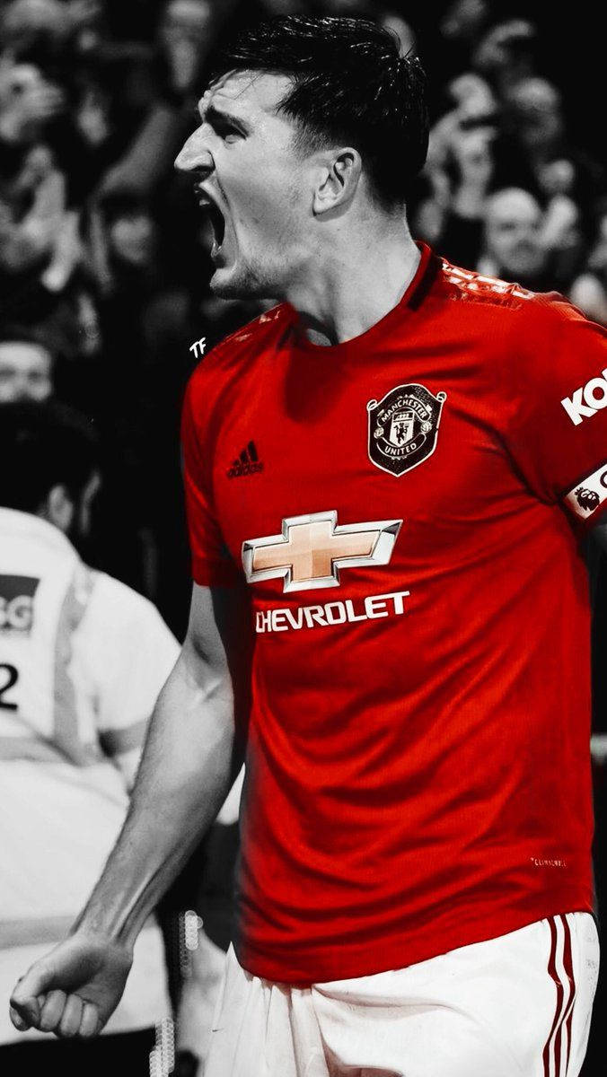 Harry Maguire With A Monochrome And Red Filter Wallpaper