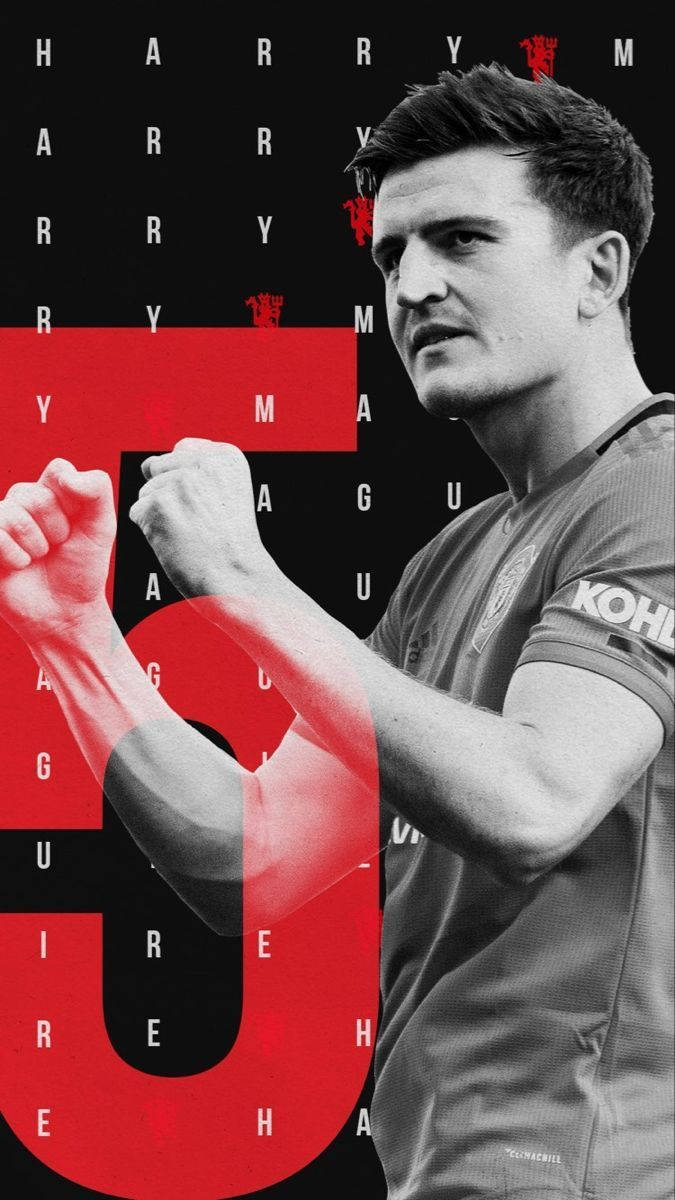 Harry Maguire With The Number 5 In Red Wallpaper