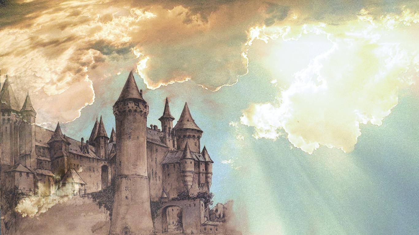 Harry Potter Aesthetic Painted Hogwarts. Wallpaper